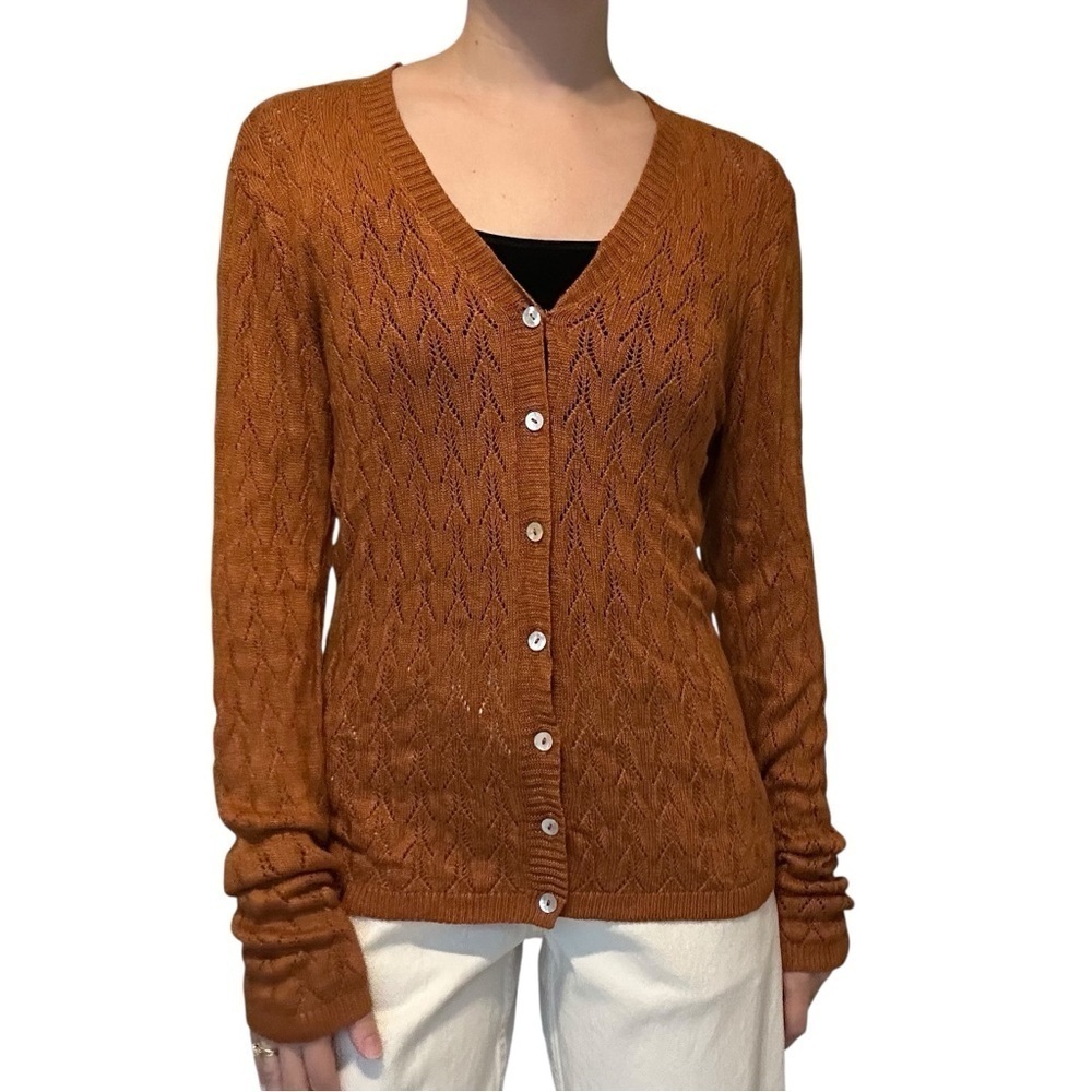 CP Shades Cardigan Sweater Button Up V-neck Minimalist Brown Casual Size Medium